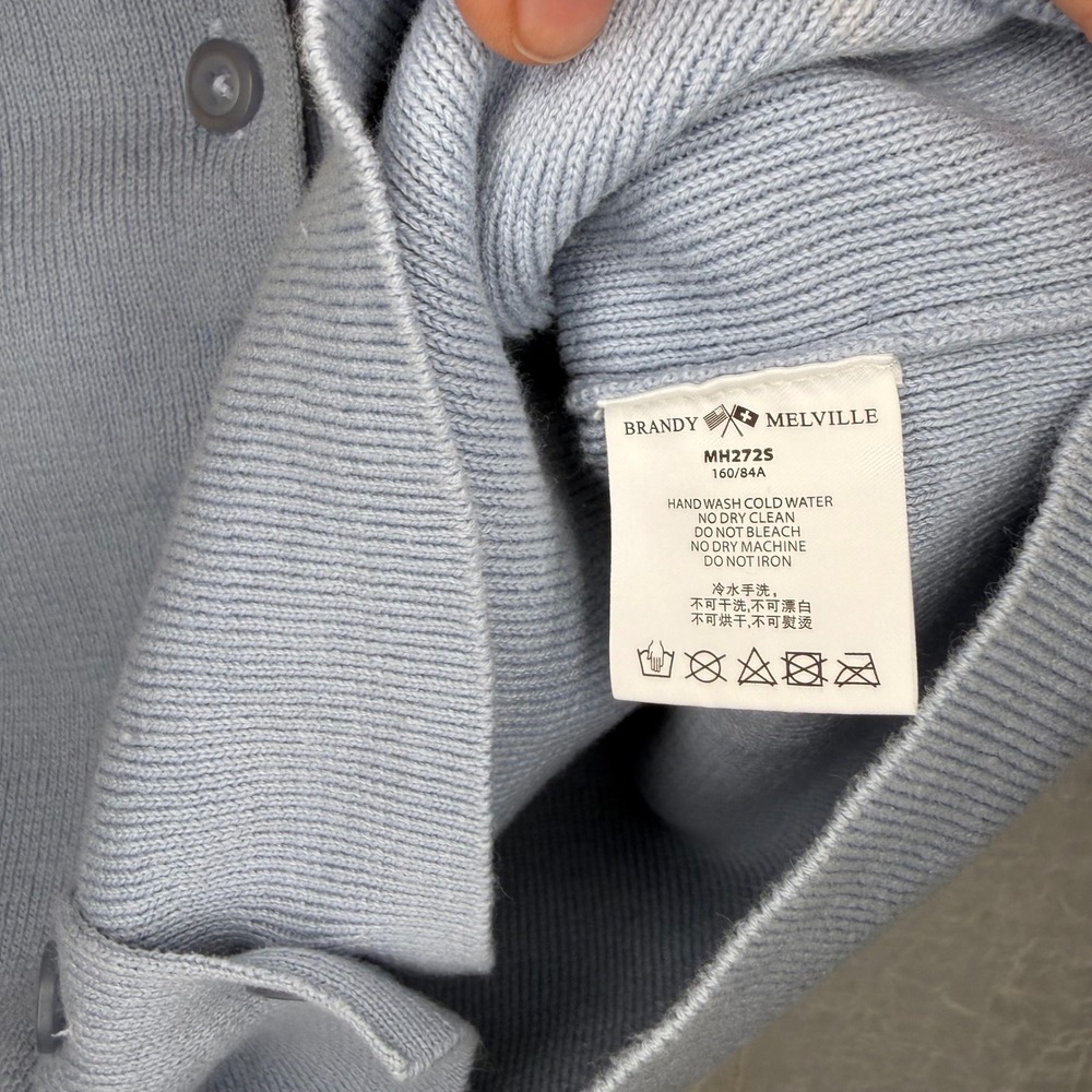 Brandy Melville Sweater Vest Women One Size Blue Cropped Button Front MH272S - Picture 5 of 6